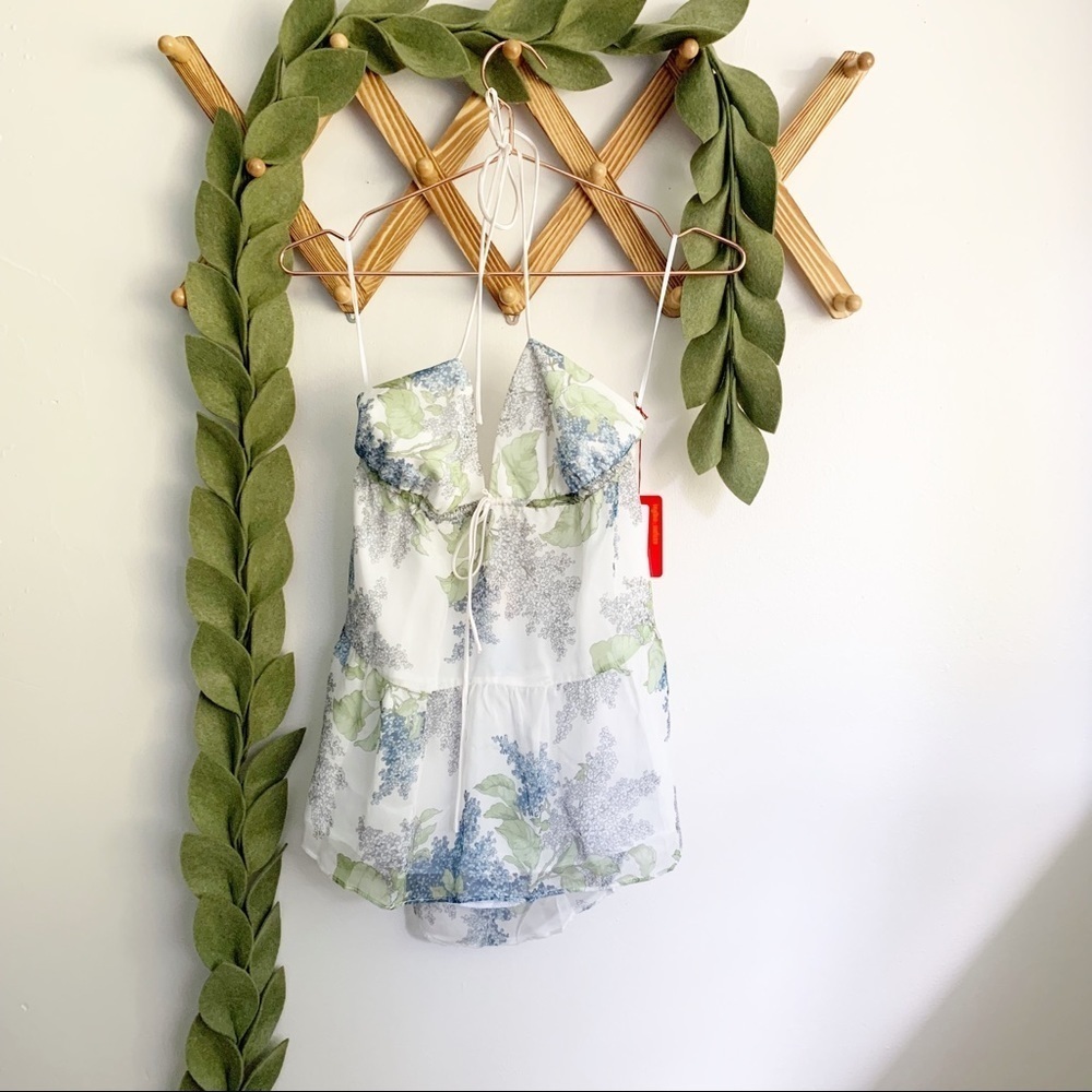 Ingwa Melero Lilac Floral Silk Halter Top